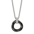 Stainless Steel Polished Black Ceramic Multi Circles w/CZ 22in Necklace