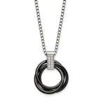 Stainless Steel Polished Black Ceramic Multi Circles w/CZ 22in Necklace