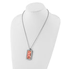 Stainless Steel Polished Printed Pink Camo Under Clear Rubber Necklace