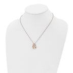 Stainless Steel Polished Rose IP-plated w/Crystal Two Loop 18in Necklace