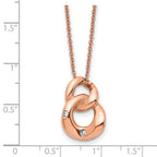 Stainless Steel Polished Rose IP-plated w/Crystal Two Loop 18in Necklace