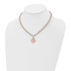 Chisel Stainless Steel Polished Rose IP-plated Heart Pendant on a 16 inch Open Link Chain with .5 inch Extension Necklace