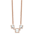 Stainless Steel Polished Rose IP w/Glass 16.5in w/2.5in ext Necklace
