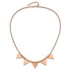 Stainless Steel Polished Rose IP-Plated Triangle Charms w/2in ext Necklace