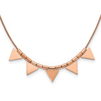 Stainless Steel Polished Rose IP-Plated Triangle Charms w/2in ext Necklace