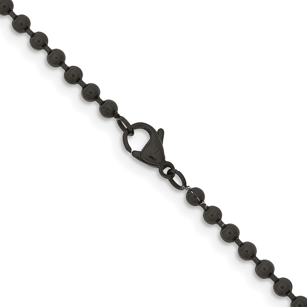 Chisel Stainless Steel Polished Black IP-plated 3mm Ball Chain