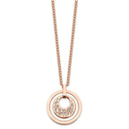 Stainless Steel Polished Rose IP Crystal & Ceramic w/2in ext Necklace