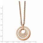 Stainless Steel Polished Rose IP Crystal & Ceramic w/2in ext Necklace