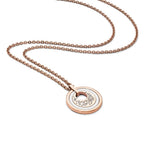 Stainless Steel Polished Rose IP Crystal & Ceramic w/2in ext Necklace