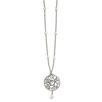 Stainless Steel Polished FWC Pearl & CZ & Glass 30in w/2in ext Necklace