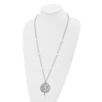 Stainless Steel Polished FWC Pearl & CZ & Glass 30in w/2in ext Necklace