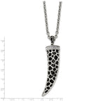 Stainless Steel 28in Polished Enamel w/Black Glass & Crystal Horn Necklace