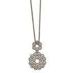 Stainless Steel Polished and Textured Circle Design Chain Slide Necklace