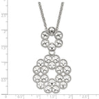 Stainless Steel Polished and Textured Circle Design Chain Slide Necklace