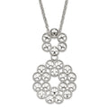 Stainless Steel Polished and Textured Circle Design Chain Slide Necklace