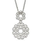 Stainless Steel Polished and Textured Circle Design Chain Slide Necklace
