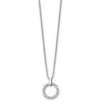 Chisel Stainless Steel Polished CZ Open Circle Pendant on an 18 inch Box Chain Necklace