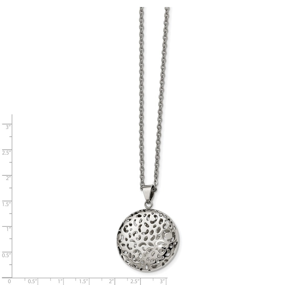 Stainless Steel Polished Puffed Cut-out Design 18in Necklace