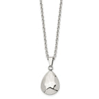 Stainless Steel Polished Hammered Hollow Teardrop Puff 18in Necklace