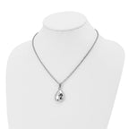 Stainless Steel Polished Hammered Hollow Teardrop Puff 18in Necklace
