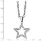 Stainless Steel Polished CZ Star 18in Necklace
