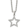Stainless Steel Polished CZ Star 18in Necklace