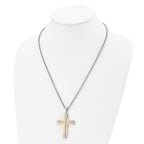 Chisel Stainless Steel Brushed and Polished Yellow IP-plated Cross Pendant on a 22 inch Box Chain Necklace