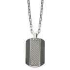Stainless Steel Brushed & Polished Black IP Grey CarbonFiber Inlay Necklace