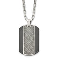 Stainless Steel Brushed & Polished Black IP Grey CarbonFiber Inlay Necklace