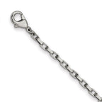 Stainless Steel Brushed and Polished Black IP-plated Cross 24in Necklace