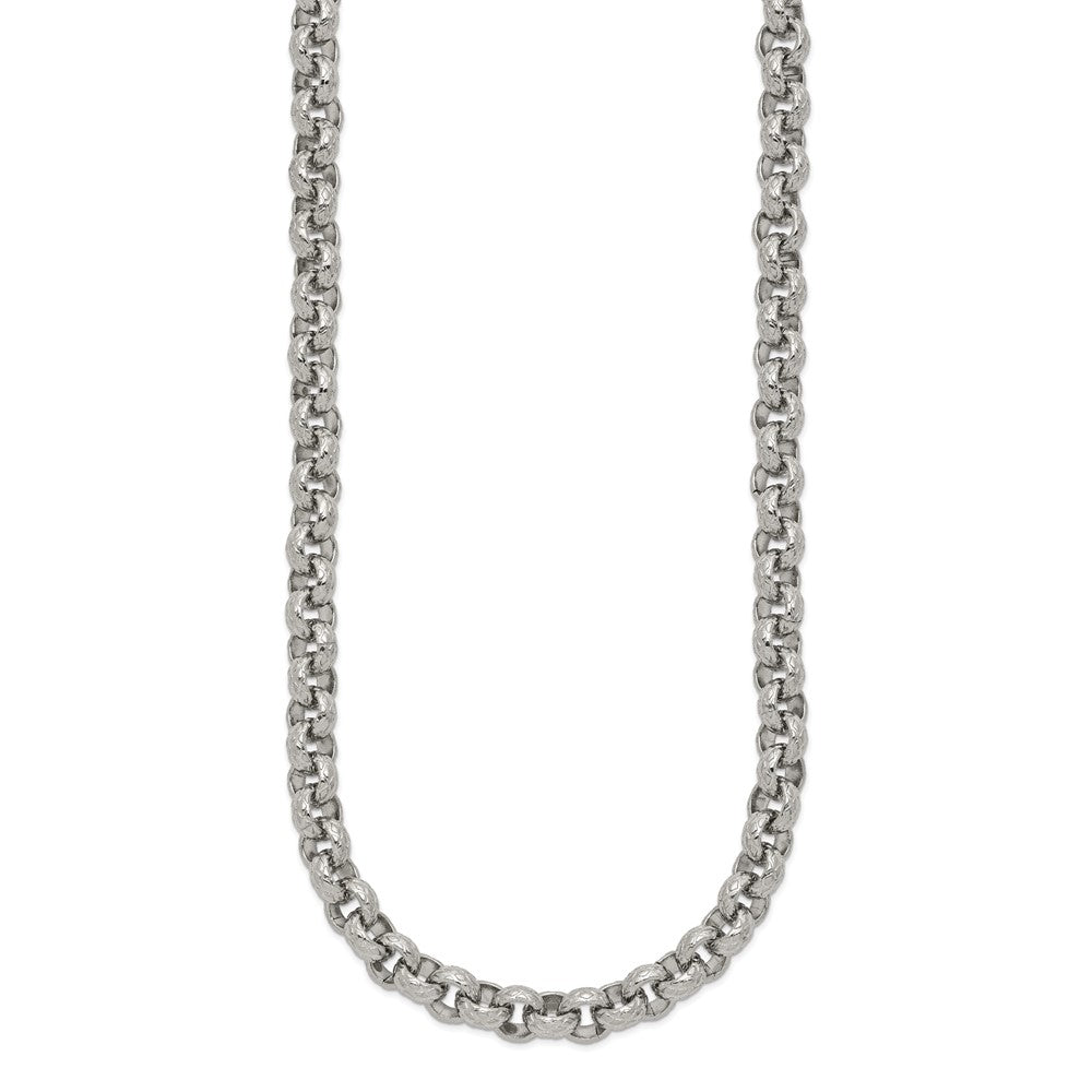 Chisel Stainless Steel Polished and Textured Link Necklace