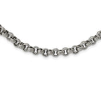 Chisel Stainless Steel Polished and Textured Link Necklace