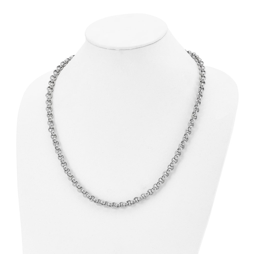 Chisel Stainless Steel Polished and Textured Link Necklace