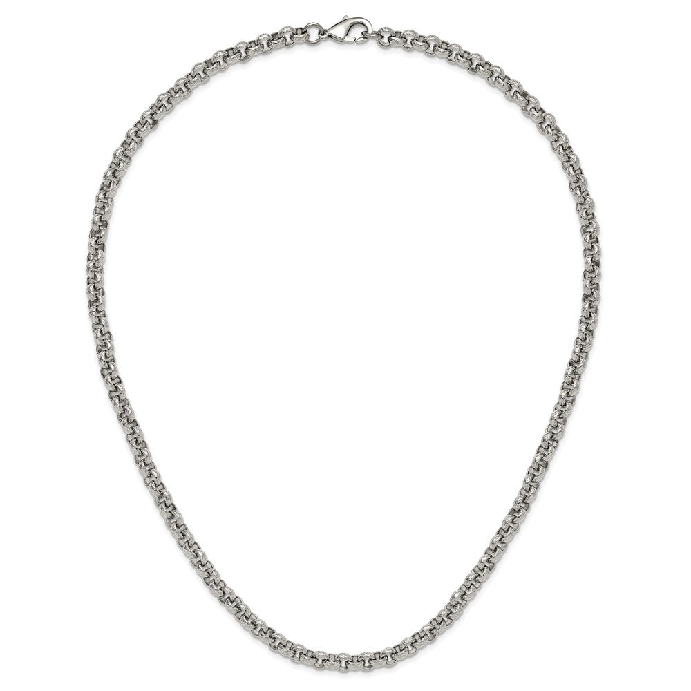 Chisel Stainless Steel Polished and Textured Link Necklace