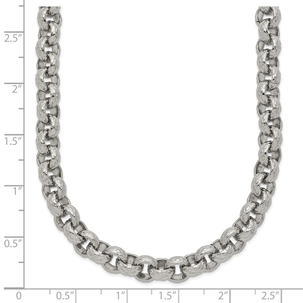 Chisel Stainless Steel Polished and Textured Link Necklace