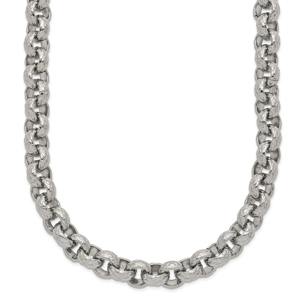 Chisel Stainless Steel Polished and Textured Link Necklace
