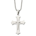 Chisel Stainless Steel Polished Cross Pendant on a 24 inch Ball Chain Necklace