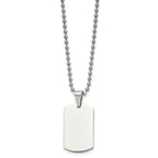 Chisel Stainless Steel Brushed and Polished 2mm Reversible Dog Tag on a 24 inch Ball Chain Necklace