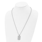 Chisel Stainless Steel Brushed and Polished 2mm Reversible Dog Tag on a 24 inch Ball Chain Necklace
