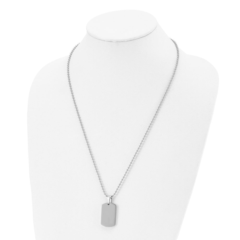 Chisel Stainless Steel Brushed and Polished 4mm Reversible Dog Tag on a 24 inch Ball Chain Necklace
