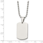 Chisel Stainless Steel Brushed and Polished 4mm Reversible Dog Tag on a 24 inch Ball Chain Necklace