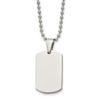 Chisel Stainless Steel Brushed and Polished 4mm Reversible Dog Tag on a 24 inch Ball Chain Necklace