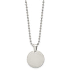 Chisel Stainless Steel Brushed and Polished Reversible Round 4mm Dog Tag on a 24 inch Ball Chain Necklace