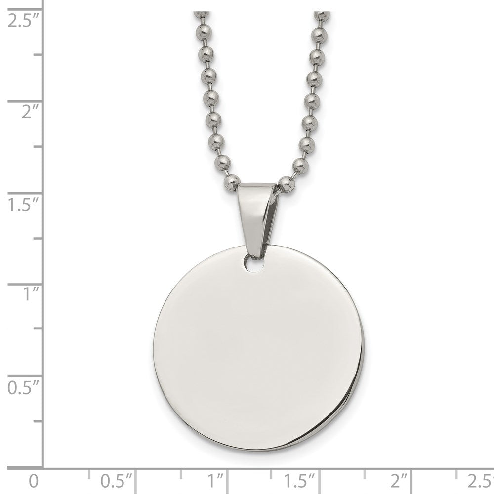 Chisel Stainless Steel Brushed and Polished Reversible Round 2mm Dog Tag on a 24 inch Ball Chain Necklace