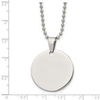 Chisel Stainless Steel Brushed and Polished Reversible Round 2mm Dog Tag on a 24 inch Ball Chain Necklace