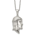 Chisel Stainless Steel Polished Jesus Silhouette Pendant on a 22 inch Cable Chain Necklace