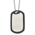 Chisel Stainless Steel Brushedand Polished Dog Tag with Removeable Black Rubber on a 24 inch Ball Chain Necklace
