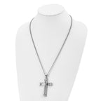 Chisel Stainless Steel Polished Cross Pendant on a 24 inch Curb Chain Necklace