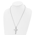 Chisel Stainless Steel Brushed and Polished Layered Cross Pendant on a 22 inch Ball Chain Necklace