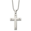Chisel Stainless Steel Brushed and Polished Cross Pendant on a 22 inch Ball Chain Necklace